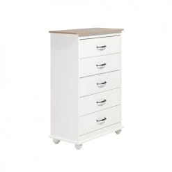 Beliani Commodes Et Cabinets Commode Blanche 5 Tiroirs -Coffres et malles Soldes commode blanche 5 tiroirs 4