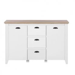 Beliani Commodes Et Cabinets Commode Blanche Effet Bois Clair 3 Tiroirs -Coffres et malles Soldes commode blanche effet bois clair 3 tiroirs 2