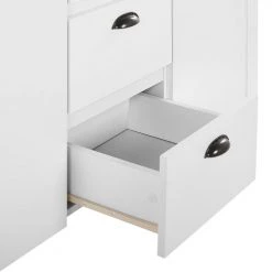 Beliani Commodes Et Cabinets Commode Blanche Effet Bois Clair 3 Tiroirs -Coffres et malles Soldes commode blanche effet bois clair 3 tiroirs 4