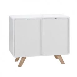 Beliani Commodes Et Cabinets Commode Blanche Et Bois Clair -Coffres et malles Soldes commode blanche et bois clair 3