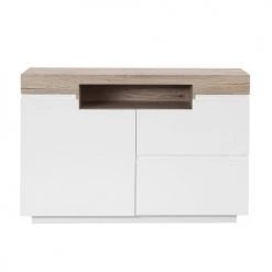 Beliani Commodes Et Cabinets Commode Blanche Et Effet Bois Clair -Coffres et malles Soldes commode blanche et effet bois clair 2