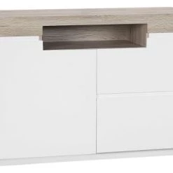 Beliani Commodes Et Cabinets Commode Blanche Et Effet Bois Clair