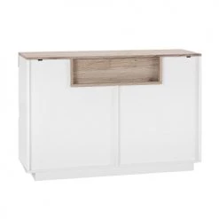 Beliani Commodes Et Cabinets Commode Blanche Et Effet Bois Clair -Coffres et malles Soldes commode blanche et effet bois clair 3