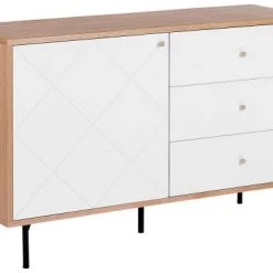 Beliani Commodes Et Cabinets Commode Blanche Et Effet Bois Clair
