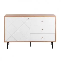 Beliani Commodes Et Cabinets Commode Blanche Et Effet Bois Clair -Coffres et malles Soldes commode blanche et effet bois clair 8