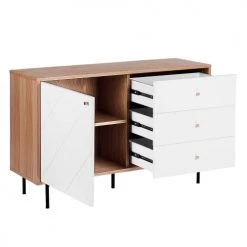 Beliani Commodes Et Cabinets Commode Blanche Et Effet Bois Clair -Coffres et malles Soldes commode blanche et effet bois clair 9