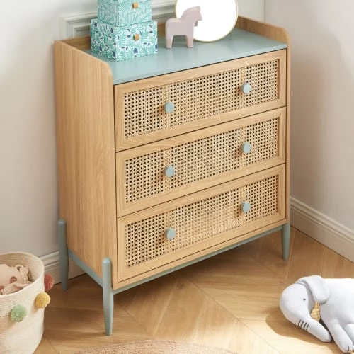 Baita Commodes Et Cabinets Commode Bleu Et Cannage Rotin 3 Tiroirs 8 Baita Commodes Et Cabinets Commode Bleu Et Cannage Rotin 3 Tiroirs – Image 6