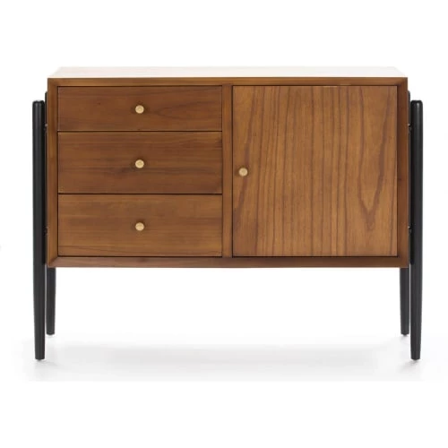 Thai Natura Commodes Et Cabinets Commode Bois 3 Tiroirs 1 Porte Couleur Chêne 5 Thai Natura Commodes Et Cabinets Commode Bois 3 Tiroirs 1 Porte Couleur Chêne – Image 3