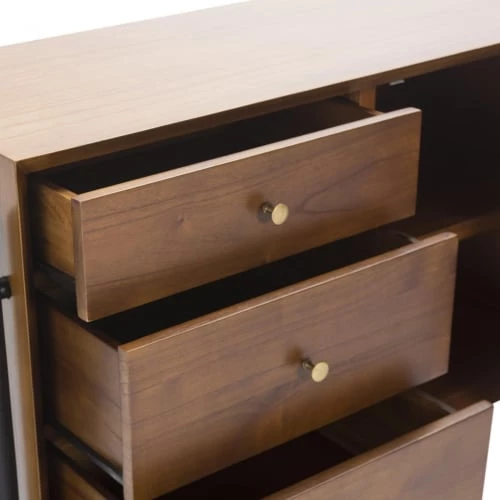 Thai Natura Commodes Et Cabinets Commode Bois 3 Tiroirs 1 Porte Couleur Chêne 6 Thai Natura Commodes Et Cabinets Commode Bois 3 Tiroirs 1 Porte Couleur Chêne – Image 4