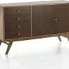 Thai Natura Commodes Et Cabinets Commode Bois Design 4 Tiroirs 2 Portes Bois Clair Et Foncé