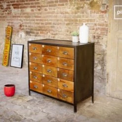 PIB Commodes Et Cabinets Commode Bois-métal Marron -Coffres et malles Soldes commode bois metal marron 2