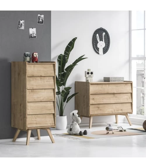 Calicosy Commodes Et Cabinets Commode Chiffonnier 5 Tiroirs L50 Cm - Marron 4 Calicosy Commodes Et Cabinets Commode Chiffonnier 5 Tiroirs L50 Cm - Marron – Image 2