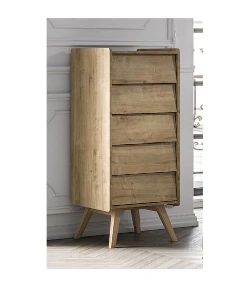 Calicosy Commodes Et Cabinets Commode Chiffonnier 5 Tiroirs L50 Cm - Marron 6 Calicosy Commodes Et Cabinets Commode Chiffonnier 5 Tiroirs L50 Cm - Marron – Image 4