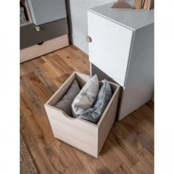 Calicosy Commodes Et Cabinets Commode Colonne Sur Roulettes Avec Cube Amovible - Blanc -Coffres et malles Soldes commode colonne sur roulettes avec cube amovible blanc 2