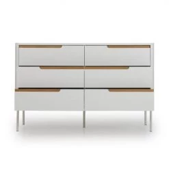 Meubles & Design Commodes Et Cabinets Commode Contemporaine 6 Tiroirs Blanc -Coffres et malles Soldes commode contemporaine 6 tiroirs blanc 2