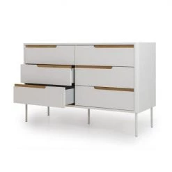 Meubles & Design Commodes Et Cabinets Commode Contemporaine 6 Tiroirs Blanc -Coffres et malles Soldes commode contemporaine 6 tiroirs blanc 5
