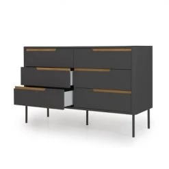 Meubles & Design Commodes Et Cabinets Commode Contemporaine 6 Tiroirs Gris -Coffres et malles Soldes commode contemporaine 6 tiroirs gris 3