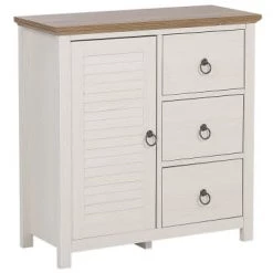 Beliani Commodes Et Cabinets Commode Crème Et Effet Bois Foncé