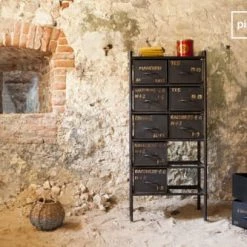 PIB Commodes Et Cabinets Commode D'atelier 10 Tiroirs En Métal Noir -Coffres et malles Soldes commode d atelier 10 tiroirs en metal noir 4