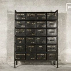 PIB Commodes Et Cabinets Commode D'atelier 24 Tiroirs En Métal Noir -Coffres et malles Soldes commode d atelier 24 tiroirs en metal noir 1