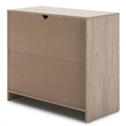 HOMN Commodes Et Cabinets Commode De Nuit 4 Tiroirs, Couleur Bois Et Gris, 80 Cm Longueur -Coffres et malles Soldes commode de nuit 4 tiroirs couleur bois et gris 80 cm longueur 4