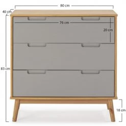HOMN Commodes Et Cabinets Commode De Nuit Avec 3 Tiroirs, Bois Massif, 80 Cm Longueur -Coffres et malles Soldes commode de nuit avec 3 tiroirs bois massif 80 cm longueur 3