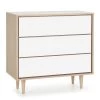 HOMN Commodes Et Cabinets Commode De Nuit Couleur Chêne/blanc, 80 Cm Longueur -Coffres et malles Soldes commode de nuit couleur chene blanc 80 cm longueur