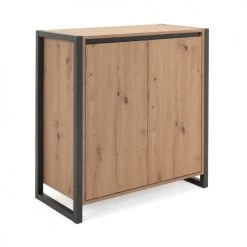 Calicosy Commodes Et Cabinets Commode De Rangement 2 Portes L80 Cm - Décor Bois Clair -Coffres et malles Soldes commode de rangement 2 portes l80 cm decor bois clair 2
