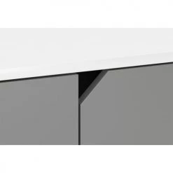 Calicosy Commodes Et Cabinets Commode De Rangement 4 Portes L120 Cm - Gris -Coffres et malles Soldes commode de rangement 4 portes l120 cm gris 3