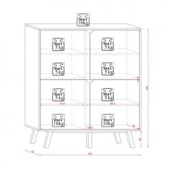 Calicosy Commodes Et Cabinets Commode De Rangement 4 Portes L120 Cm - Gris -Coffres et malles Soldes commode de rangement 4 portes l120 cm gris 5