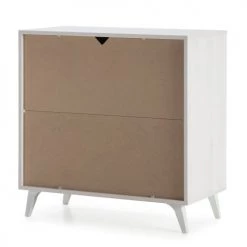 HOMN Commodes Et Cabinets Commode De Rangement 4 Tiroirs Couleur Blanc/bois, 80 Cm Longueur -Coffres et malles Soldes commode de rangement 4 tiroirs couleur blanc bois 80 cm longueur 3