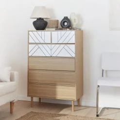 Alice's Garden Commodes Et Cabinets Commode Décor Bois Blanc - 6 Tiroirs -Coffres et malles Soldes commode decor bois blanc 6 tiroirs 2