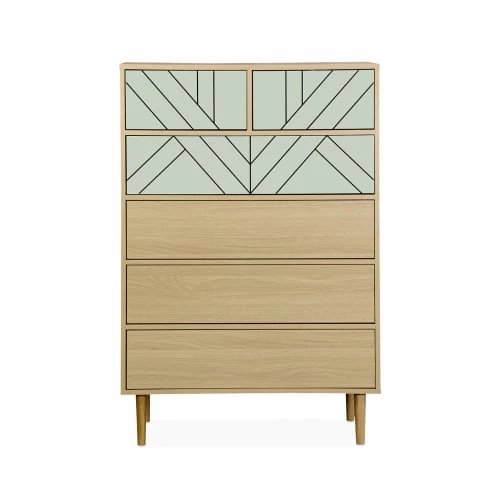 Alice's Garden Commodes Et Cabinets Commode Décor Bois Vert D'eau - 6 Tiroirs 5 Alice's Garden Commodes Et Cabinets Commode Décor Bois Vert D'eau - 6 Tiroirs – Image 3