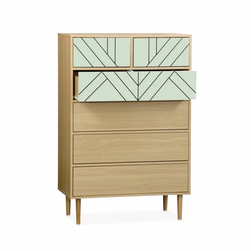 Alice's Garden Commodes Et Cabinets Commode Décor Bois Vert D'eau - 6 Tiroirs 6 Alice's Garden Commodes Et Cabinets Commode Décor Bois Vert D'eau - 6 Tiroirs – Image 4