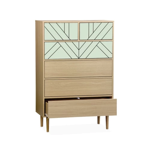 Alice's Garden Commodes Et Cabinets Commode Décor Bois Vert D'eau - 6 Tiroirs 7 Alice's Garden Commodes Et Cabinets Commode Décor Bois Vert D'eau - 6 Tiroirs – Image 5