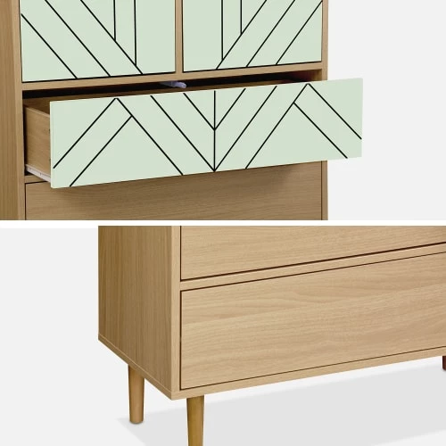 Alice's Garden Commodes Et Cabinets Commode Décor Bois Vert D'eau - 6 Tiroirs 8 Alice's Garden Commodes Et Cabinets Commode Décor Bois Vert D'eau - 6 Tiroirs – Image 6