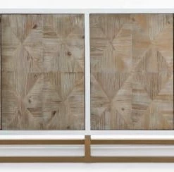 Thai Natura Commodes Et Cabinets Commode Desig En Bois 4 Portes Couleur Bois Et Blanc -Coffres et malles Soldes commode desig en bois 4 portes couleur bois et blanc 7