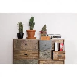 Drawer Commodes Et Cabinets Commode Design 8 Tiroirs En Teck Recyclé Naturel -Coffres et malles Soldes commode design 8 tiroirs en teck recycle naturel 2