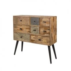 Drawer Commodes Et Cabinets Commode Design 8 Tiroirs En Teck Recyclé Naturel -Coffres et malles Soldes commode design 8 tiroirs en teck recycle naturel 3