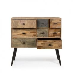 Drawer Commodes Et Cabinets Commode Design 8 Tiroirs En Teck Recyclé Naturel -Coffres et malles Soldes commode design 8 tiroirs en teck recycle naturel 4
