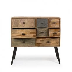 Drawer Commodes Et Cabinets Commode Design 8 Tiroirs En Teck Recyclé Naturel -Coffres et malles Soldes commode design 8 tiroirs en teck recycle naturel 5