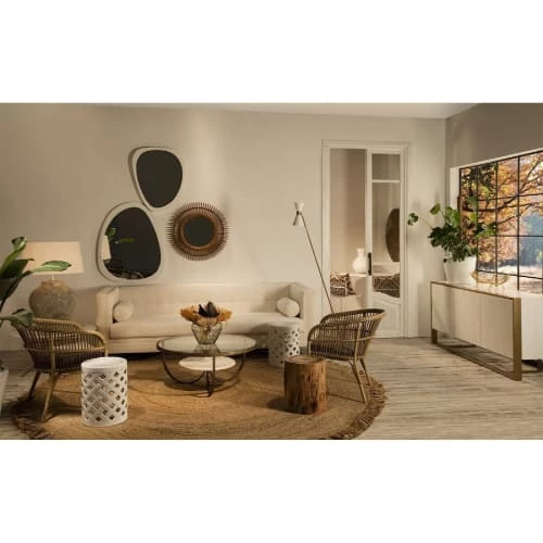 Thai Natura Commodes Et Cabinets Commode Design En Bois 3 Portes Bois Blanc Pieds Dorés 4 Thai Natura Commodes Et Cabinets Commode Design En Bois 3 Portes Bois Blanc Pieds Dorés – Image 2