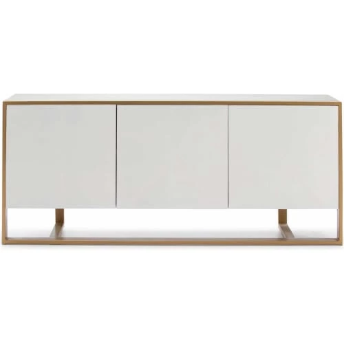 Thai Natura Commodes Et Cabinets Commode Design En Bois 3 Portes Bois Blanc Pieds Dorés 5 Thai Natura Commodes Et Cabinets Commode Design En Bois 3 Portes Bois Blanc Pieds Dorés – Image 3