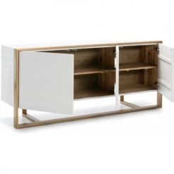 Thai Natura Commodes Et Cabinets Commode Design En Bois 3 Portes Bois Blanc Pieds Dorés 11 Thai Natura Commodes Et Cabinets Commode Design En Bois 3 Portes Bois Blanc Pieds Dorés -Coffres et malles Soldes commode design en bois 3 portes bois blanc pieds dores 3