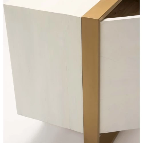 Thai Natura Commodes Et Cabinets Commode Design En Bois 3 Portes Bois Blanc Pieds Dorés 7 Thai Natura Commodes Et Cabinets Commode Design En Bois 3 Portes Bois Blanc Pieds Dorés – Image 5