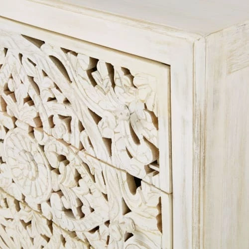 Maisons Du Monde Commodes Et Cabinets Commode Double 6 Tiroirs Blanche Sculptée 5 Maisons Du Monde Commodes Et Cabinets Commode Double 6 Tiroirs Blanche Sculptée – Image 3