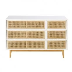 Maisons Du Monde Commodes Et Cabinets Commode Double 6 Tiroirs Cannage En Rotin Bicolore