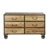 Maisons Du Monde Commodes Et Cabinets Commode Double 6 Tiroirs En Bois De Manguier Et Métal Gris à Roulettes -Coffres et malles Soldes commode double 6 tiroirs en bois de manguier et metal gris a roulettes 1000 3 40 219677 1