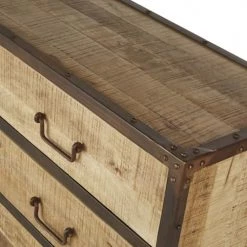 Maisons Du Monde Commodes Et Cabinets Commode Double 6 Tiroirs En Bois De Manguier Et Métal Gris à Roulettes -Coffres et malles Soldes commode double 6 tiroirs en bois de manguier et metal gris a roulettes 1000 3 40 219677 3