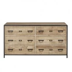 Maisons Du Monde Commodes Et Cabinets Commode Double 6 Tiroirs En Bois De Manguier Massif Et Métal Noir